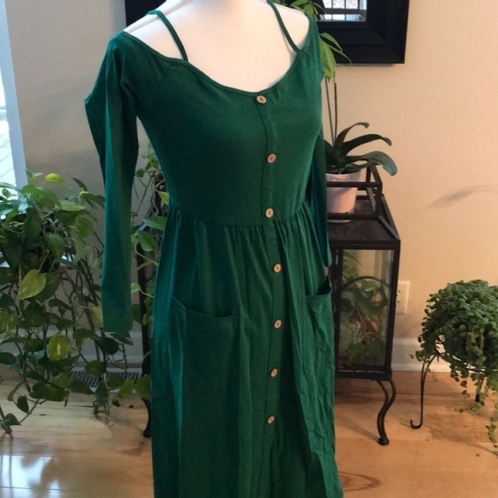 Cold shoulder spaghetti strap spring dress.  NWT